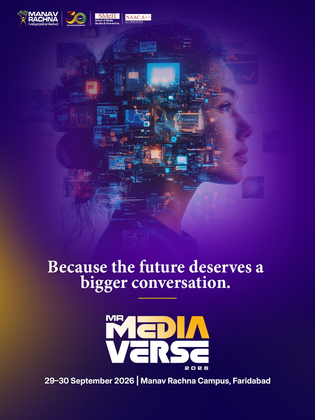 The next era of communication is about to unfold | MR Mediaverse 2026 | 29–30 September 2026 | Manav Rachna Campus, Faridabad